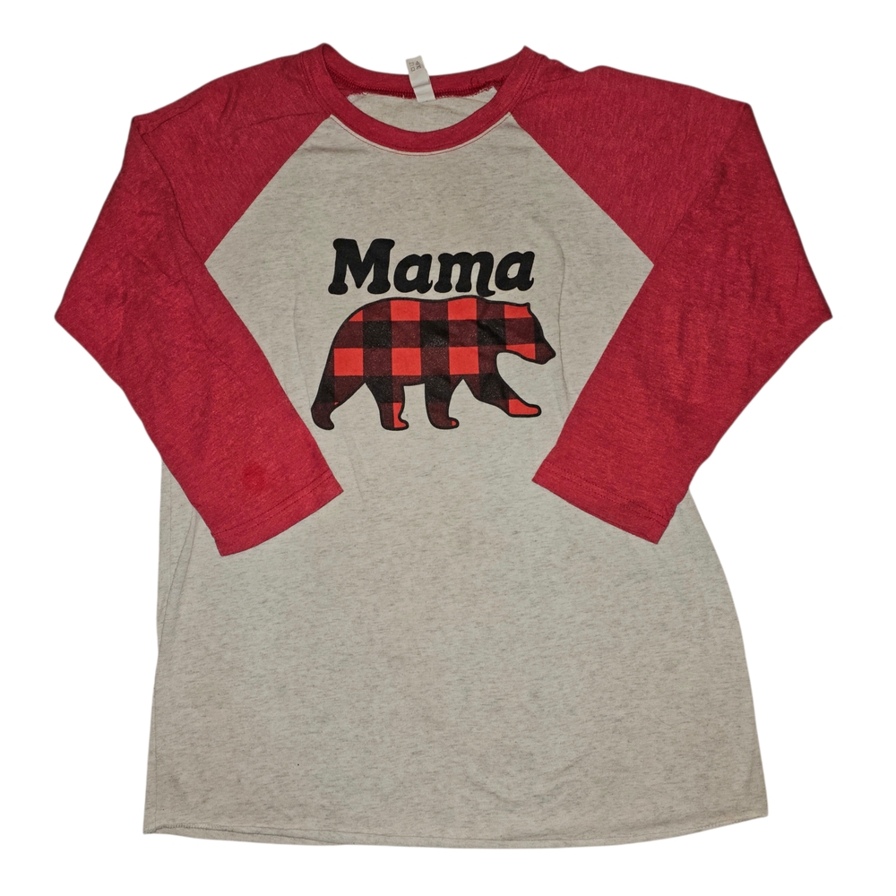 Mama Bear Buffalo Plaid Raglan Baseball Tee –‎ Medium - Picture 3 of 7